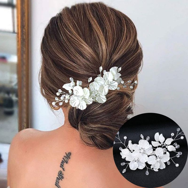 Peigne à cheveux mariage - JewelryHairCombs™ - Fleurs
